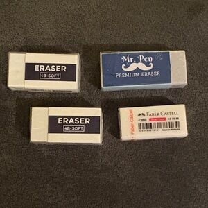 Assorted Drawing Erasers- Faber-Castell, Mr. Pen, & NicPro Premium Erasers